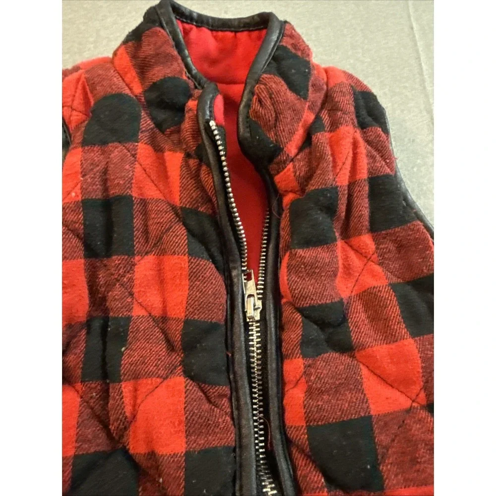 Buffalo Plaid Kids Cotton Vest Zipper Front Size 100 Ages 3T-4T